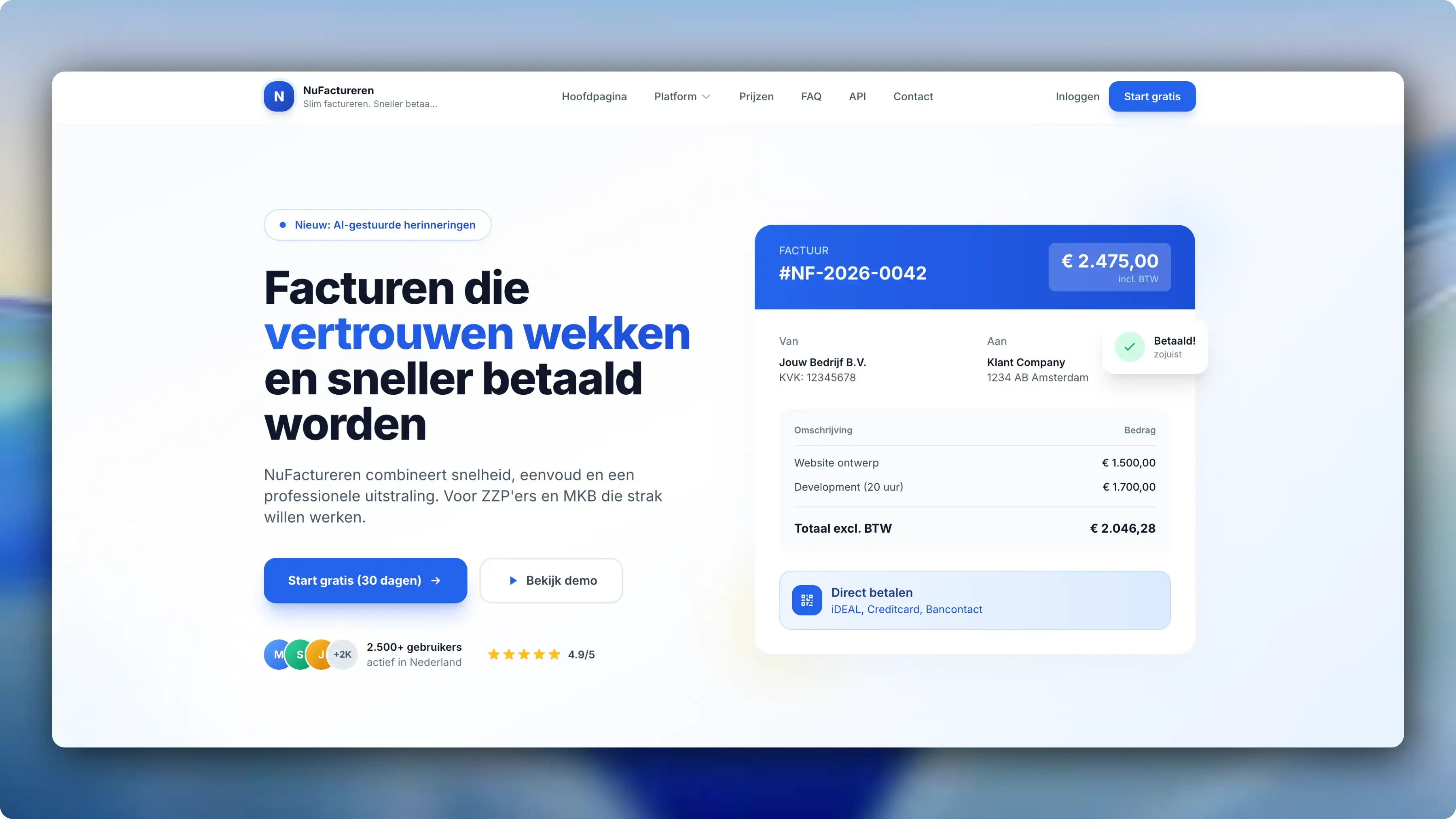 Screenshot van NuFactureren