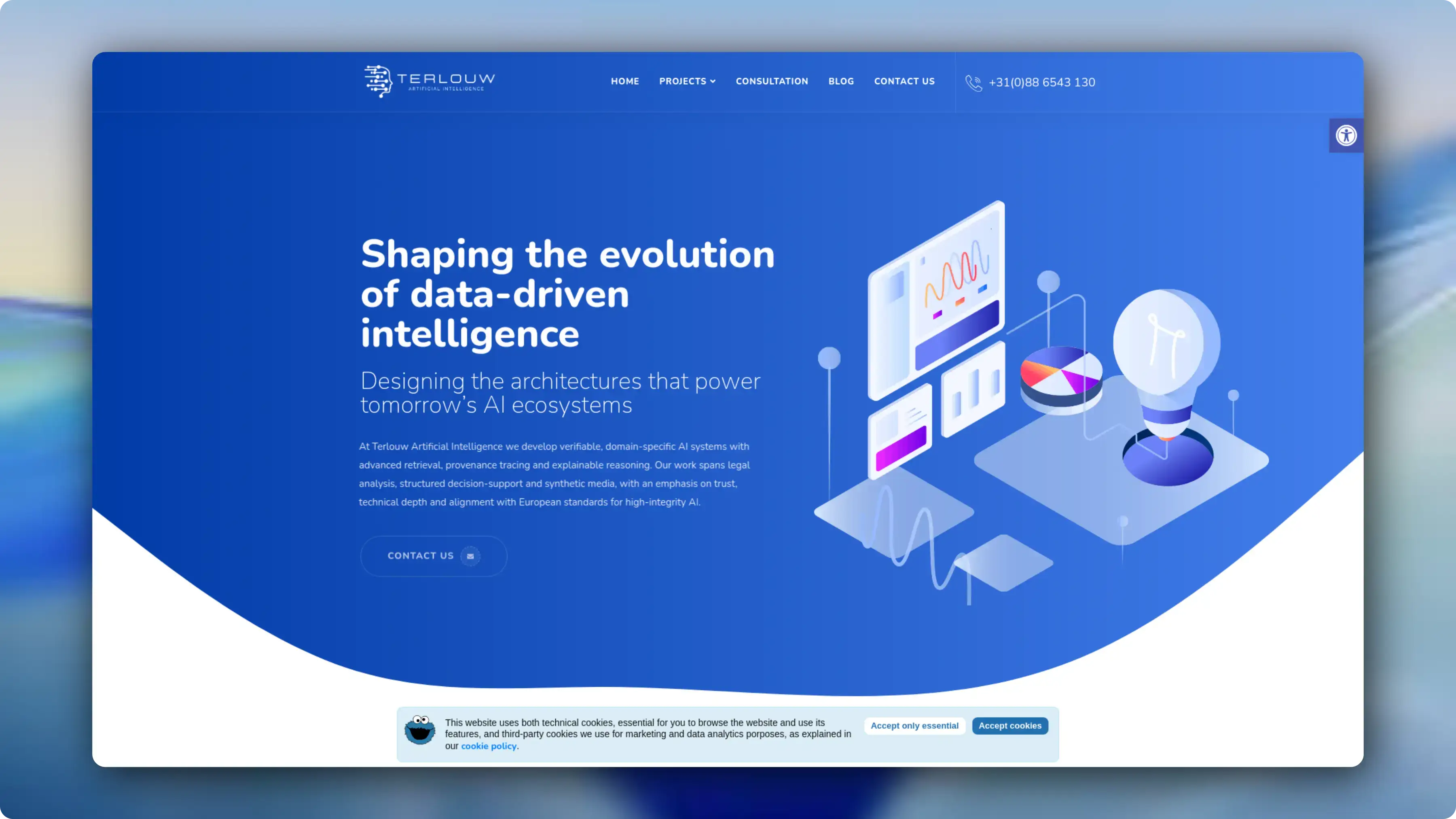 Screenshot van Terlouw Artificial Intelligence website